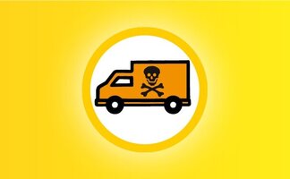Grafik: Schadstoffmobil auf geleben Hintergrund